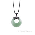 Pièce de monnaie pour femmes Aventurine verte collier pendentif chandail chaîne bijoux